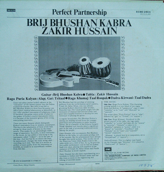 Perfect Partnership: Guitar & Tabla - Brij Bhushan Kabra, Zakir Hussain ‎(1978)